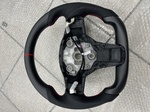 Руль круглый матовый карбон перфорация подогрев крас. полоса Tesla Model 3/Y 2022 O22PMCH-L